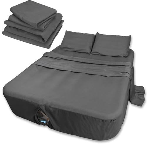 Luftmatratzen-Bettwäsche-Set, volle Größe, 4-teilig, weich und atmungsaktiv, Tiefe Taschen, für 40,6-61 cm aufblasbares Bett, mit Bettlaken, Spannbetttuch und Kissenbezug, ideal für Camping