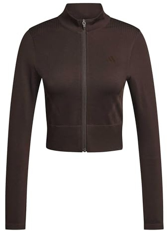 adidas Damen Workout Essentials Knit Zip Through Sweatshirt, Aurora Coffee, S