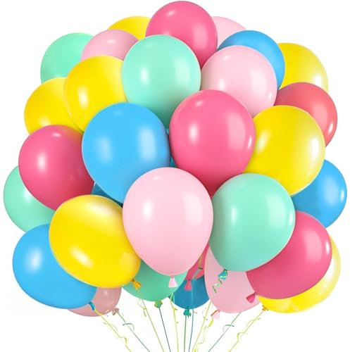 60 Luftballons Pastell,12” Luftballons Bunt,Makronen Helium Ballons,Geburtstag für Ballongirlande Oder Ballonbogen Hochzeit Babyparty Party Deko