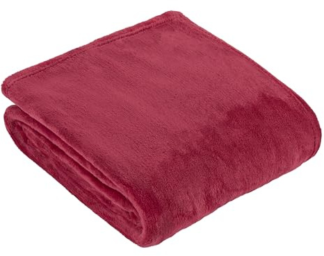 furn. Harrow Fleece Überwurf – seidig weiche leichte Flanelldecke für Bett oder Sofa (Beere – 140x180cm)