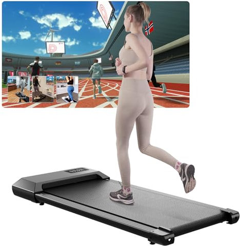 Raceable Walking Pad Leise, Lacuffy Laufband für Zuhause Max 136 kg APP Control, Laufband Schreibtisch mit Training Couses und AI Traininging