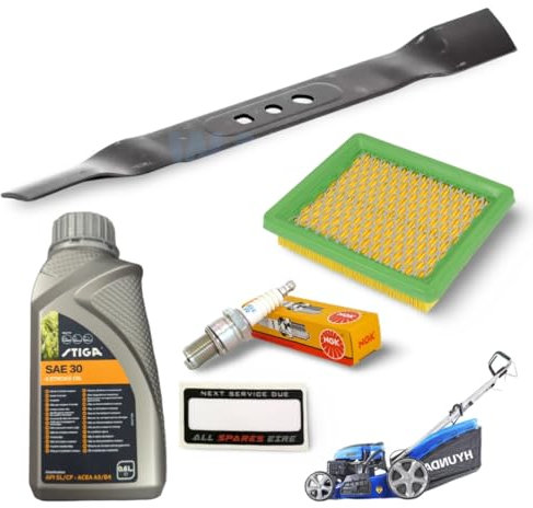 Lawn Mower Service Kit inc Air Filter, Plug & Blade Compatible with Hyundai HYM510SP HYM510SPE HYM510SPEZ