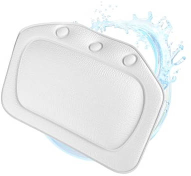 Nimomo 21 x 31 cm Badewannenkissen, Weiß Wasserdicht Badewannenkissen | Badekissen für Badewanne Schnelltrocknend, Nacken Rücken und Home Spa