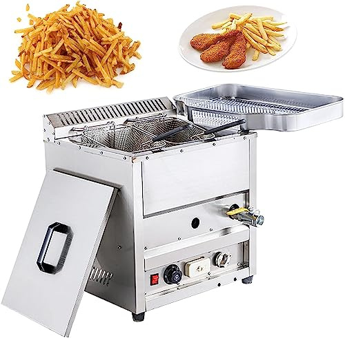 Kommerzielle Propangas-Fritteuse mit Temperaturkontrolle, Edelstahltank und Korb für große Kapazität, ideal für Restaurants und Gastronomie