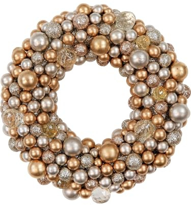 Türkranz Kugelkranz Weihnachtsdeko Kranz goldfarben klassisch Wandkranz (25 cm) mit Kunststoffkugeln