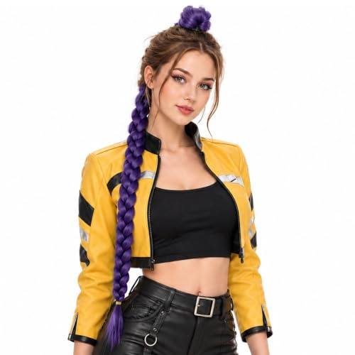 PARXITN Ponytail Extension 100cm Lang Lila Claw Clip in Synthetik Haarteil Pferdeschwanz Haarverlängerungen für Kostümparty Cosplay Halloween Anime