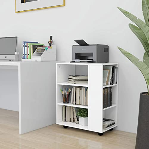 Ziaphsol Rollschrank Weiß 60x35x75 cm, Holzwerkstoff, Mobiler Küchenschrank mit Rollen, Vielseitiger Beistellschrank für Büro und Zuhause, Praktisches Aufbewahrungsmöbel