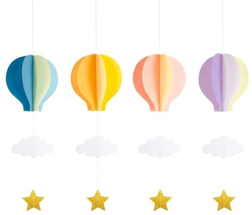 Ovanda 4 Heißluftballon Papiergirlanden mit Wolken und Sternen