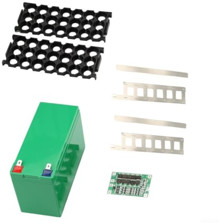 12V 7Ah Battery Case for Cells, 3x7 Holder Empty Box with Nickel Strips for DIY Power Tool Battery Pack, ABS Storage Container(green)