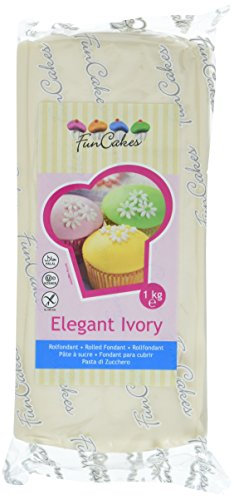 FunCakes Fondant Elegant Ivory: Einfach zu Verwenden, Glatt, Elastisch, Weich und Schmeidig, Perfekt zum Dekorieren von Torten, Halal, Koscher und Glutenfrei. 1 kg, Elfenbein