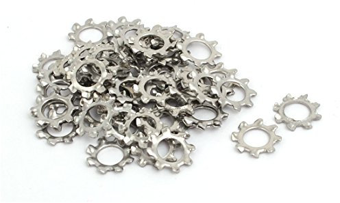 sourcing map 50Stk.6mm i.D.Edelstahl Zinklegierung Extern gezahnt Zahnscheiben Sicherungsscheiben DE de