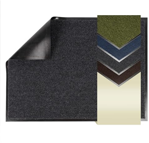 Primaflor Schmutzfangmatte Green & Clean | 60 x 80 cm | Anthrazit | Aus 100 % recyceltem Polyamid, 8 mm hoch, mit Vinylrücken, Bürsteneffekt und 1,5 cm Rand; 3 Größen zur Auswahl