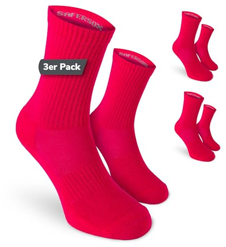 Calzini sportivi Safersox da uomo e donna – con protezione antizanzare, 3 Paia, Rosa shocking, 43-46