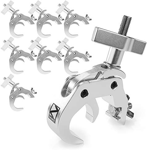 8x BeamZ BC50-250T Quick Clamp Slimline Aluminium Heavy Duty Truss Mount for DJ Stage Lighting Fixtures, 48-51mm, 250kg Load Capacity