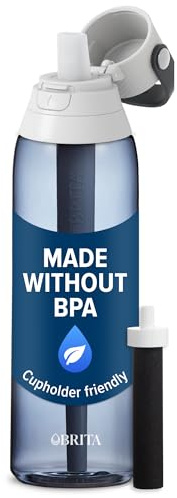 BRITA Borraccia isolata filtrata con cannuccia, riutilizzabile, regalo di Natale e riempitivo per calze per uomini e donne, plastica senza BPA, cielo notturno, 760 ml