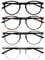 OPULIZE Met Lesebrille 4er Pack Schlank Runder Rahmen Federscharniere Kratzfest Schwarz Braun Transparent Grau Transparent Schwarze Herren Damen RRRR60-127C +2.00