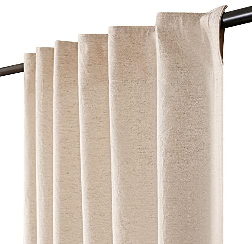 Bedding Craft, Leinenvorhang, Natur-Vorhänge, Leinen-Vorhänge, Schlaufenvorhänge, Bauernhaus-Vorhang, 183 cm lange Vorhänge, Leinenvorhang, Fenstervorhänge, 127 x 183 cm, 2 Stück