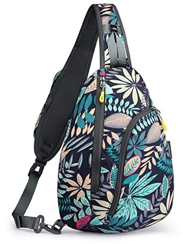 G4Free Sling Bag Brustrucksack Umhängetaschen Crossbody Bag Daypacks Herren & Damen zum Wandern Outdoorsport (Ahornblatt Blau)