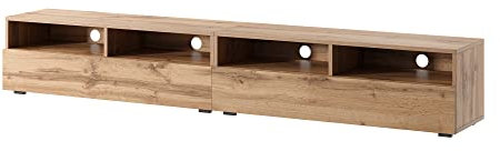 Selsey REDNAW - TV-Schrank/modernes TV-Board für Wohnzimmer, stehend/hängend, 200 cm breit (Wotan Eiche Matt ohne LED)
