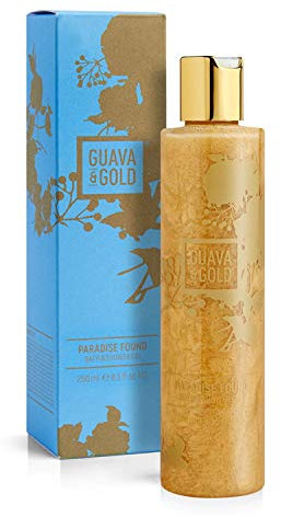 Guava & Gold Paradise Found Bath & Shower Gel 250ml - Luxurious Fine Fragrance, Gold Sparkles, Silky Smooth Skin, Moisturizing, Nourishing, Vegan, Paraben-Free, UK-Made, Tropical Scent, Award-Winning