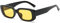 RUNHUIS Retro Rechteck Sonnenbrille Damen Herren Vintage Small Square Fashion Brille Schwarz/Gelb
