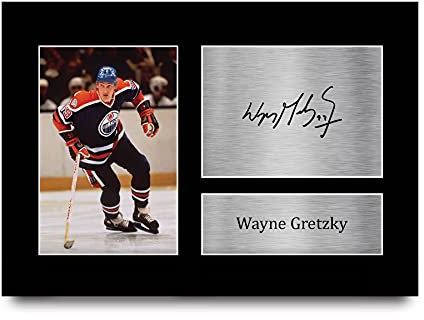 HWC Trading A4 Wayne Gretzky Edmonton Oilers Geschenke Gedrucktes Signiertes Autogramm Foto für Eishockey Anhänger and Fans