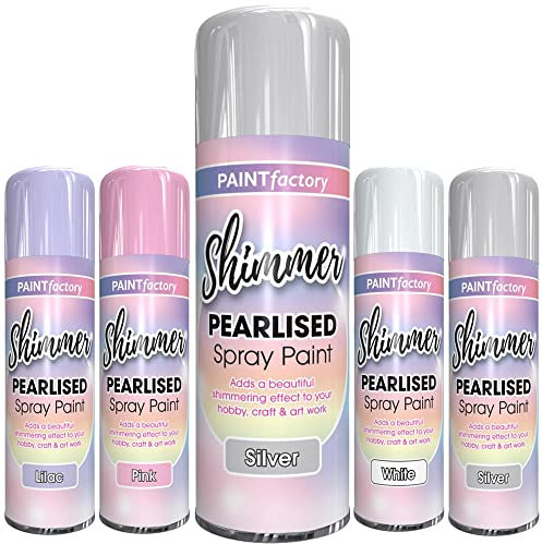 Classic Signature 1 x Pearlised Shimmer Silver Spray Paint 400ml, Use Spray Paint in variety of colors White Pink Silver Lilac,Arts Crafts