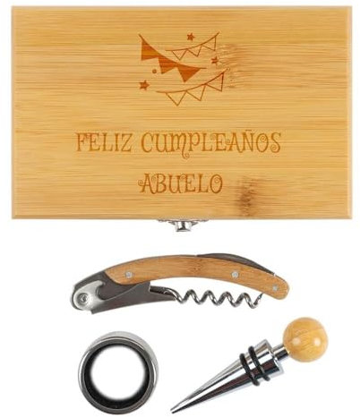 Scatola da vino in legno con incisione di testo - Scatola con cavatappi, tappo e collo antigoccia - Scatola personalizzata in legno e acciaio