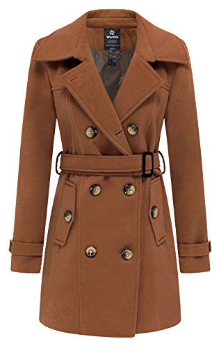 Wantdo Femme Epais Manteaux Mélangée à Double Boutonnage Manteau | avec Poches,col à Revers,pour le Bureau,pour le Travail,Vêtement d'hiver,Classique,Vintage,élégant,Décontracté