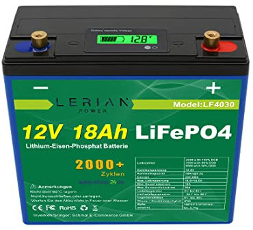 LiFePO4 Akku 12V 18Ah Lithium-Eisen-Phosphat Batterie für Camping Boot Solar Caravan