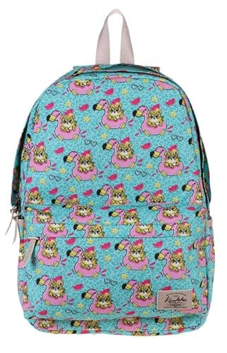 Kaukko Nature Lion and Flamingo First & Middle School Backpack, colourful