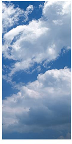 Fensterfolie 3D Fensterfolie Selbstklebend Blickdicht Statische Folie ohne Klebstoff Sichtschutz Milchglas Fensterfolien Büro und Zuhause Dekofolie Anti-UV 45x200 cm - Blauer Himmel Und Weiße Wolken