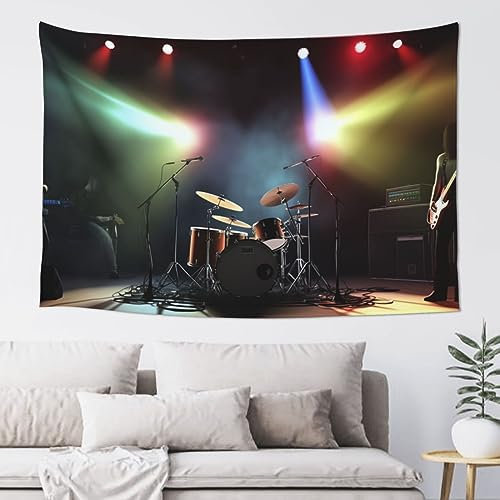 Rock Band Bühne Bedruckte Tapisserie Party Tapisserie Kunst Wandbehang Banner Für Wohnzimmer Schlafzimmer Wohnheim Zimmer Wohnkultur – 152,4 x 101,6 cm