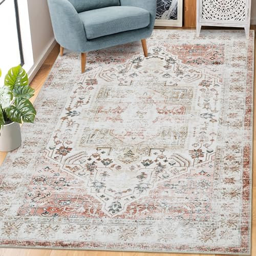 CAROMIO Tapis de Salon, Super Doux et Lavable, Tapis de Chambre à Coucher, Tapis Floral Oriental Vieilli, Ultra Fin, pour intérieur, Salle de Classe, Bureau, Appartement, dortoir, Taupe, 160 x 230 cm
