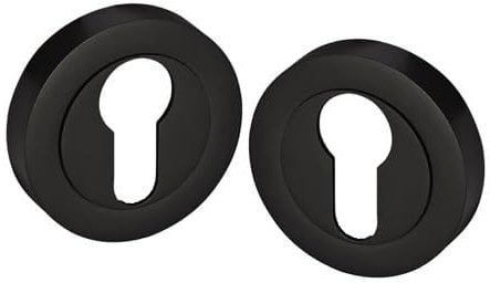 Golden Grace Euro Door Key Hole on Round Rose in Matt Black Finish, Escutcheon for Euro Cylinders