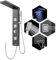 ROVOGO LED Duschpaneel ohne Armatur Grau, Duschsäule mit 4 Funktionen, Regendusche, Massagedusche, Handbrause und Wanneneinlauf für Badezimmer Dusche, Duschpaneele Edelstahl, Regendusche ohne Armatur