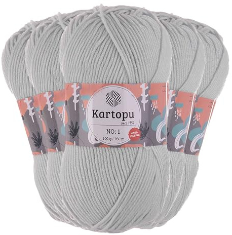 5 x 100g Strickgarn Kartopu NO:1 Wolle Anti Pilling Effekt Oeko-Tex zertifiziert Wolle Farbwahl
