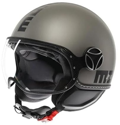 MOMODESIGN - FGTR EVO E2206, Jet-Helm mit Sonnenblende, offener Helm für Motorräder und Motorroller, für Männer und Frauen, Matt Titanium Frost/Black, M
