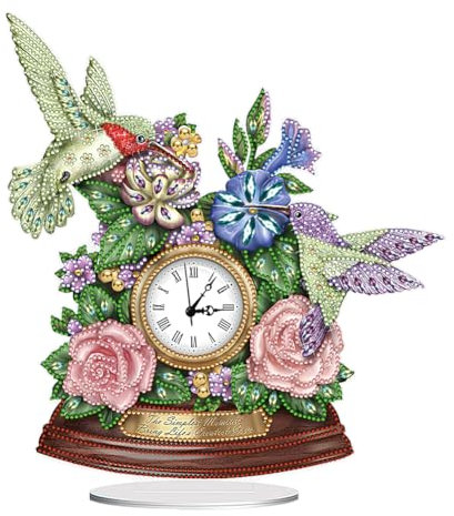 Starnearby DIY Diamond Painting Uhr Deko, 5D Diamant Painting Tisch Deko Mit Uhrfunktion, Diamant Malerei Kunst Set Ornamente, Zuhause Deko Muttertagsgeschenk Geschenke für Frauen