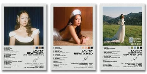 ShenMou Laufey Album Cocver signiertes Poster, ein Set von 3 Leinwandpostern, ästhetisches Festival, Geschenk, Familie, Schlafzimmer, Dekoration, Wandkunst, Zuhause, 20 x 30 cm, 3 Stück Stil