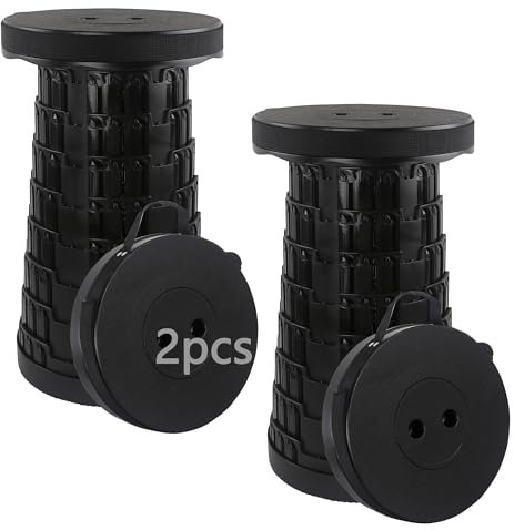 HVDHYY 2pcs Sgabello Pieghevole Campeggio, Max Capacità di Carico 215kg/ 470pound, 7 altezze regolabili, Sedia Portatile, Escursionismo, Pesca, Viaggi, BBQ, Giardino, Esterno, Interno Nero
