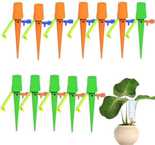 12PCS Irrigation Goutte à Goutte Bouteille réglables, Arrosage Automatique Interieur Distributeur Eau Plante Goute A Goute Arrosage Exterieur Cône D'arrosage Pour plantes en pot, fleurs, jardin
