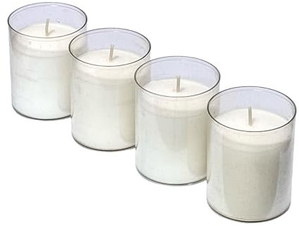 Horeca Candles - Teelichter in Transparente Kunststoff Hülle - Weiß - 4 Stück - 24 Stunden Lange Brenndauer - Kerzen Deko, Gastro, Hochzeit, Dekorieren, Feiern, Entspannen, Party