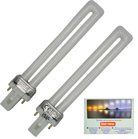 LevoLutz G23 2 Pin Bulb Bundle with Fusion Dulux S 9W 840 Cool White 2-Pin Light, Pack of 2, with Colour Temperature Info Card.