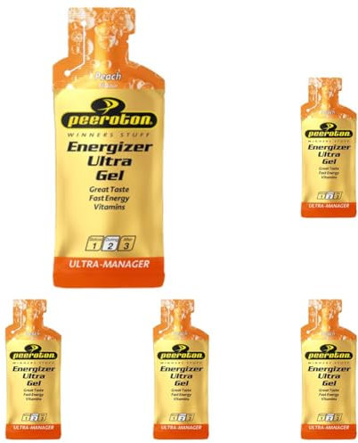 Peeroton Energizer Ultra Gel Peach - Isotonic Energy Gel für maximale Ausdauer mit 26.5 g Kohlenhydraten, wirkt nach 2-5 Minuten, Power Gel - leicht verdaulich und bekömmlich, 40ml (5er Pack)