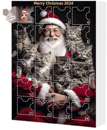 Adventskalender 2024, 24pcs Katzen Adventskalender 2024 Weihnachten Countdown, Tre Kalender Advent Lover 2024, Weihnachten