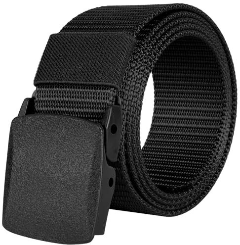 flintronic Arbeitsgürtel Herren, Gürtel Nylon Canvas Belt, Taktischer Gürtel, Verstellbarer Nylon Stoffgürtel, mit Schnellverschluss/Keine Metallschnalle, 130cm Polyester Braided Belt