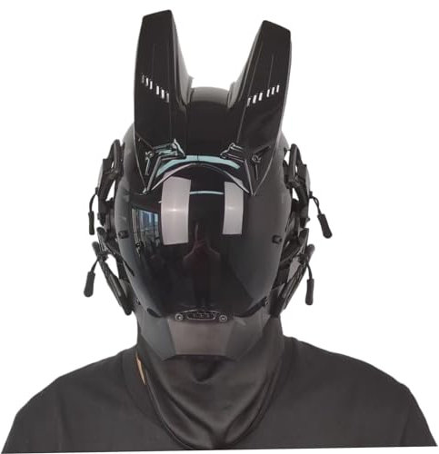 Banziaju Helm, Maske mit Horn -Futuristische Maske für Männer dekorative Punkmaske mit Gesichtsmaske Cybermaske für Cosplay, Punkmasken