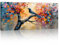 Mit Rahmen Großes Leinwandbilder Bilder, Abstrakt Blüte Bäume Vogel bild auf leinwand Wandkunst Natur Bunt Baum Wandbilder XXL Kunstdruck Deko für Wohnzimmer Schlafzimmer fertig zum Aufhängen 120x50cm
