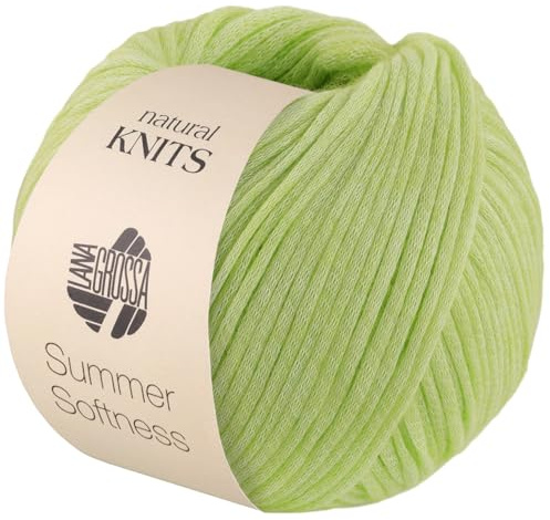 LANA GROSSA Summer Softness | Zartes Baumwollschlauchgarn, voluminös gefüllt mit flauschigen Merinofasern | Handstrickgarn aus 80% Baumwolle (Bio) & 20% Schurwolle | 50g / 130m FB13